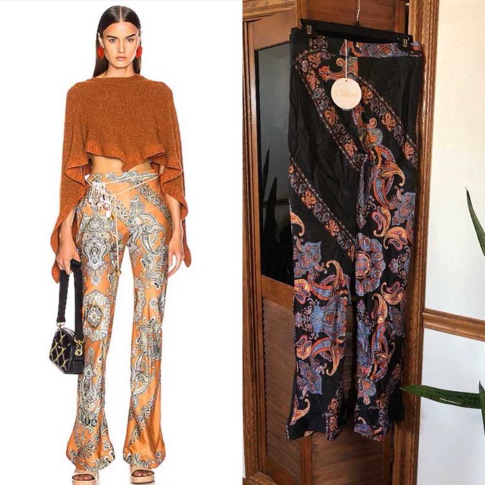 Chloe paisley persian painted twill flared trouser pant FINAL PRICE NO OFFERS